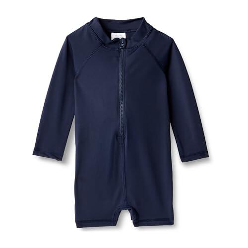 Amazon Essentials Rashguard Unisex de una Pieza de Manga Larga para bebés, Azul Marino, 24 Meses