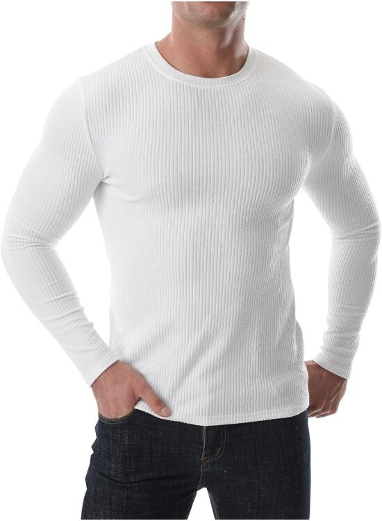 Zetieny Camiseta de Manga Larga para Hombre Henley Camisa Casual Jersey Cuello Redondo Pullover Sport Gym Basic Top