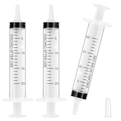 OFFCUP Jeringa de Plástico, 3pcs 20ml Jeringa , Jeringas Medidoras con Tapa, Jeringa de Líquido Reutilizable para Laboratorios Científicos Riego Relleno Filtración (sin Aguja)