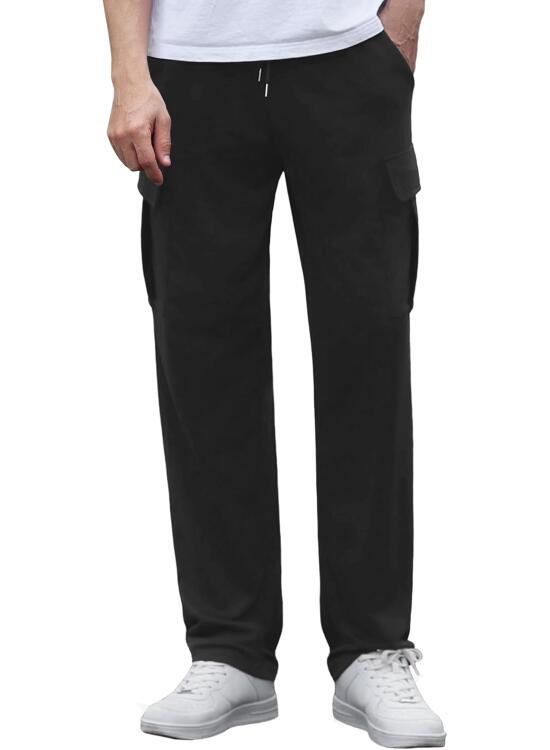 Pantalones de Chándal para Hombre Casuales Algodón Pantalon Largo Talla Grande Cargo Pantalones con Ajustable Cordón Pantalones Deportivos con Bolsillos