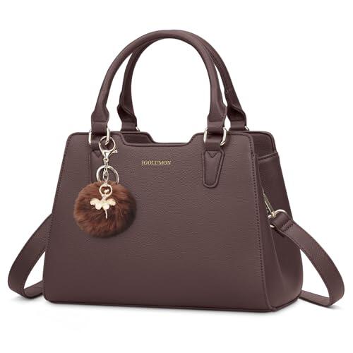IGOLUMON Bolsos de Mano Piel para Mujer para Universitarias Trabajo Bolso Bandolera Universidad Marca Bolsa Outlet Marca Tote Bag Negro Café