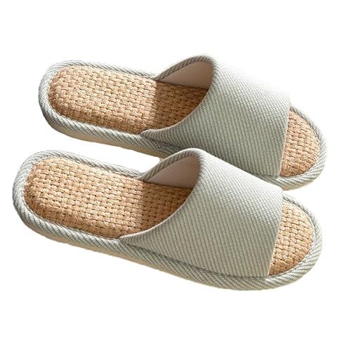AioTio Zapatilla de Lino Zapatillas Interiores Transpirable y Cómodo Casa Slippers(Verde,38/39EU)