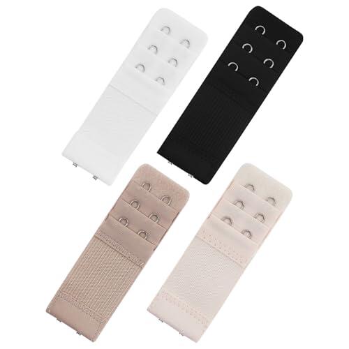 EASYKEENECOM 4 unidades de extensores de sujetador para mujer, 3 ganchos, 2 filas, ropa interior elástica, hebilla de extensión, accesorios para embarazadas y cómodo sujetador elástico para mujer,