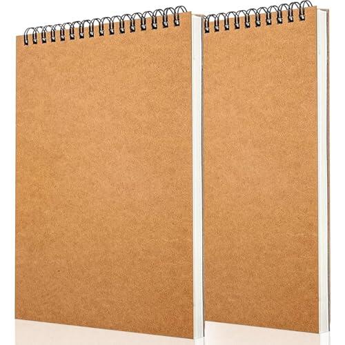 LOSYHU Cuaderno de bocetos en espiral A3, bloc de bocetos de tapa dura, tapa de estraza, bloc de notas en blanco, cuaderno de bocetos sin ácidos, 165 g/m², 30 hojas, 60 páginas para escuela, pintura,