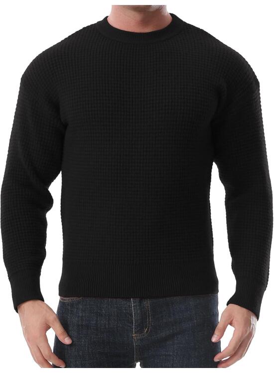 Zetieny Jersey para Hombre Suéter de Punto De Cuello Redondo Camiseta de Manga Larga Básico Jerséy Top para Otoño e Invierno