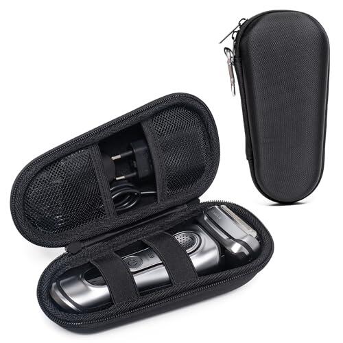 Seplouis Estuche de Viaje para Afeitadora Eléctrica de Hombre Compatible con Braun Series 3/5/6/7/8/9, Funda Rígida EVA con Doble Correa para Cargador y Accesorios, Negro