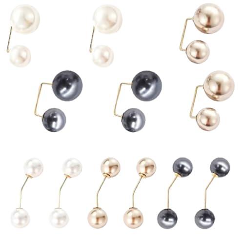 Fc'Noqgn Paquete de 12 alfileres/Clips con Cuentas Falsas de Dos Cabezas para Cuello, Rebeca, Jersey, Bufanda, Escote, Vestido, Chal, Sombrero, Bolso, decoración con Cuentas Artificiales