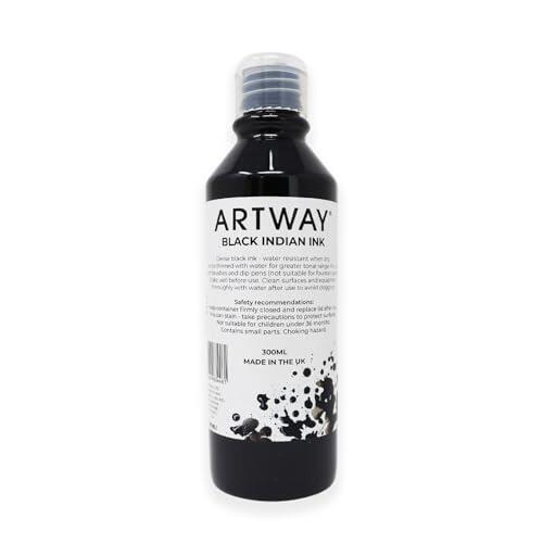Artway India Tinta Negra - 300 ml - Ideal para Aplicaciones de Dibujo, Ilustración y Caligrafía