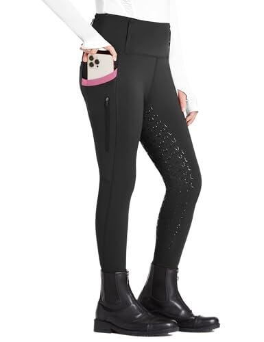 FitsT4 Sports Pantalones de equitación para niñas Leggings de equitación Revestimiento Completo de Silicona Pantalones de equitación de Cintura Alta