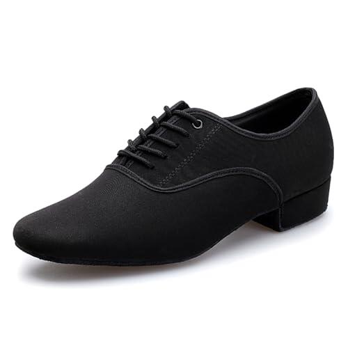 ZHENSI Zapatos De Baile Hombre Tacón Bajo para Salón De Baile Tango Vals Cuero para Interiores,Negro,41 EU