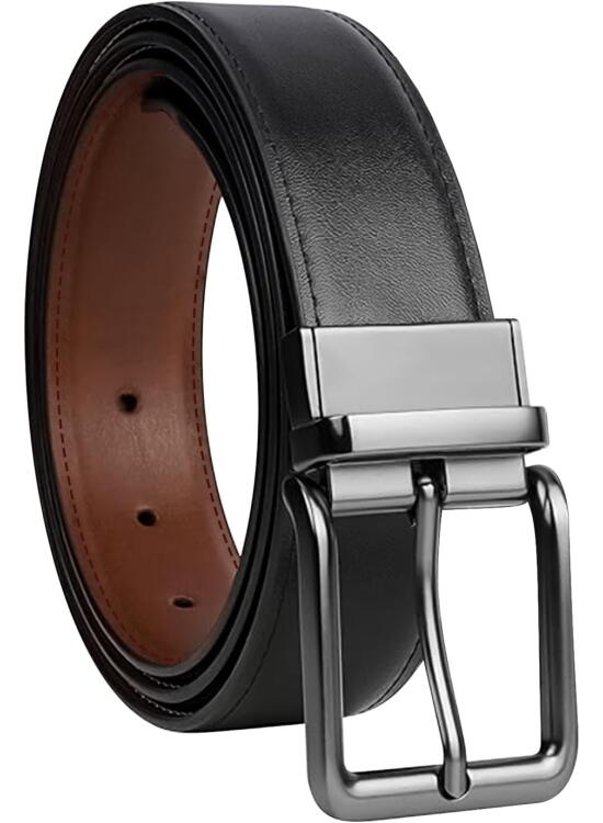 Amexo Cinturones Piel Genuina hombre, Reversible Doble cara cinturon hombre, Elegante y sencillob Cinturones hombre cuero para trajes, jeans, casual ropa y negocios ropa