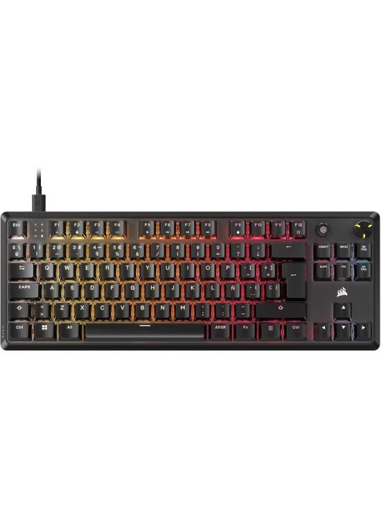 Corsair K70 Core TKL RGB Teclado Mecánico Tenkeyless para Juegos – Interruptores Lineales MLX Red v2 Prelubricados – SOCD – Amortiguación Acústica – Tapas de ABS – QWERTY ES – Negro