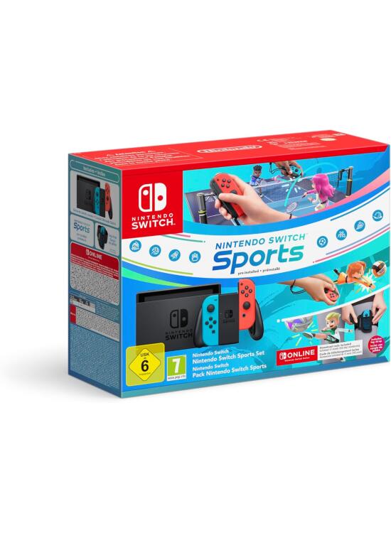 Nintendo Consola Switch - Color Azul Neón/Rojo Neón + Switch Sports + 12 meses NSO