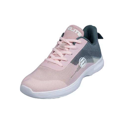 Elite Zapatos de boliche Dash para Mujer, Suela Deslizante, Ultraligera, Estilo atlético de Malla Mono para Jugadores de Bolos, Gris/Rosado, 38 EU