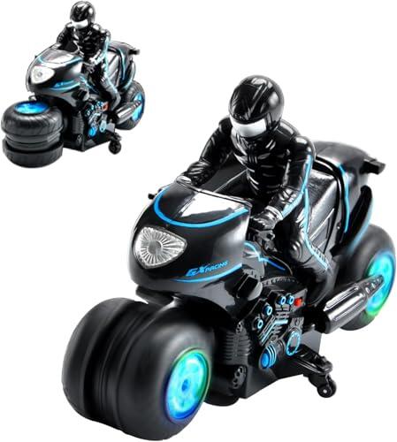 3T6B Moto de Control Remoto 2.4G, RC Alta Velocidad Motocicleta con Luz LED | RC Stunt Coche 360°Rotación Deriva, Teledirigido Todoterreno Motocicleta Juguete Regalos para Niños de 6 Años (Azul)
