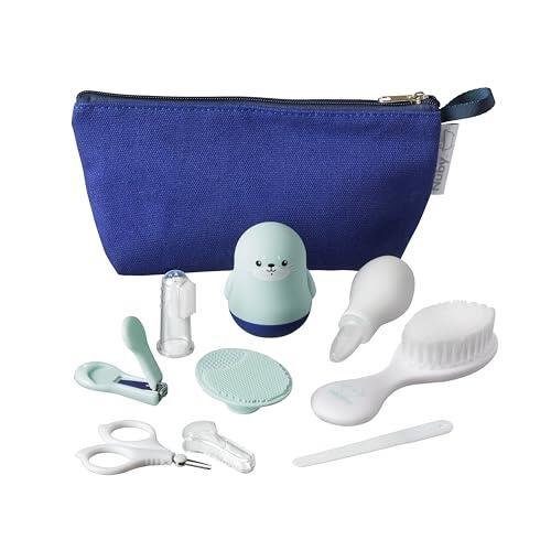 Nuby Set Cuidado Baño Bebé Recién Nacido, 8 Accesorios, +0 Meses | Set práctico con estuche impermeable, 8 accesorios para el baño del bebé, ideal para el cuidado en casa o de viaje