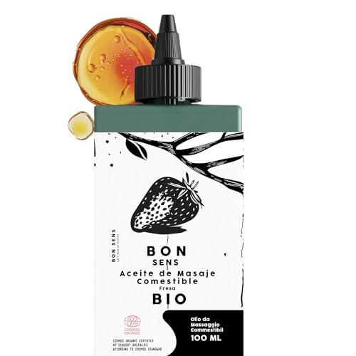 Aceite de Masaje Comestible, Erótico y Sensorial - Orgánico, Cosmos Organic - Aroma Natural de Fresa Dulce