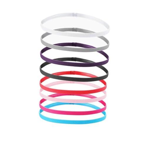 Yicoovey 8 diademas deportivas finas, diademas deportivas, antideslizantes, elásticas, de silicona, para deportes, delgadas, adecuadas para niños, niñas y niños
