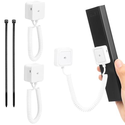 Paquete de 2 Soportes magnéticos para Mando a Distancia con Cuerdas de Resorte: sujeción Segura para mandos a Distancia y Objetos pequeños. (Blanco, Paquete de 2)