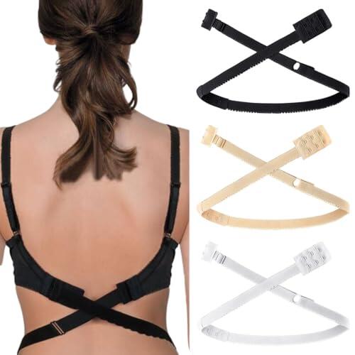 Extensores de Sujetador, 3 Pack Mujeres Convertidores de Sujetador Extensores de Sujetador Espalda Descubierta Ganchos Alargador Sujetador Espalda, para Sin Espalda Boda Vestido Negro Blanco Desnud