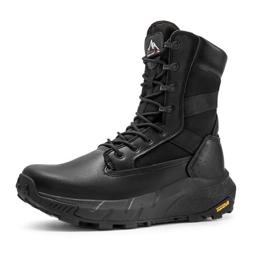 NORTIV 8 Botas de Tácticas Militares para Hombre con Cremallera Lateral Botas Policiales de Combate de Motocicleta,Size 44.5W,Negro,NMUWMT2402