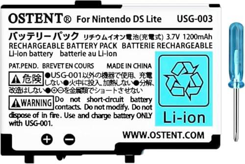 OSTENT 3.7V 1200mAh Recargable Li-Ion Polímero Batería Kit de Herramientas para Nintendo DSL NDS Lite