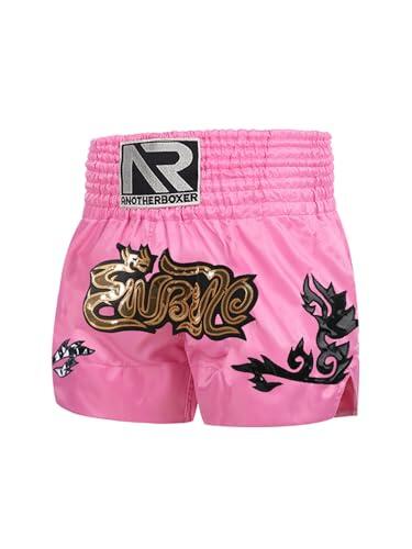 YOOJIA Pantalones Cortos De Muay Thai para Niños Pantalones Cintura Elástica Calzoncillos De Boxeo Shorts para Kickboxing MMA Un Rosa 8-12 años