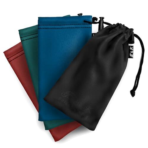 Edison & King Funda para Gafas - Paquete de 4 - microfibra (mix: cerceta, negro, rojo, azul)