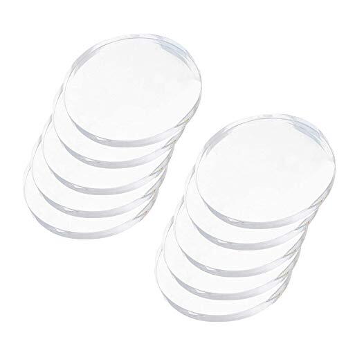 IBOWZ Hojas de acrílico Transparente 10 Piezas de Disco acrílico Redondo, Espesor 4 mm, Panel acrílico Redondo, diámetro 30-60 mm, Hojas de acrílico Circulares, Letrero, diámetro 60 mm