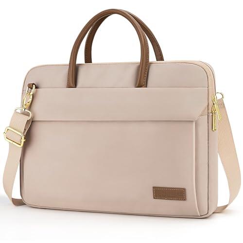 RAINYEAR Bolsa para Computadora Portátil de 14 Pulgadas Compatible con Chromebook para Computadora Portátil Macbook de 13-14 pulgadas, Maletín de Poliéster con Asa y Correa para el Hombro, Caqui
