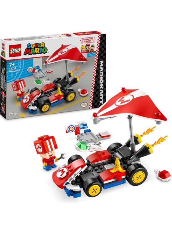 LEGO Super Mario: Mario Kart: Kart Estándar Coche de Carreras de Juguete, Juego Infantil para Colección del Videojuego Nintendo, Figura de Toad, Regalo Gamer para Niños y Niñas de 7 Años o Más 72032
