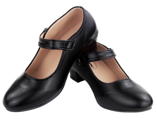 Genérico Zapatos Flamenco para Niña Calzado de Baile Sevillana con Tacon con Cuña Cómodos y para Adolescentes (Negro, Sistema Tallas Calzado EU, Niño (2-5 años), Mujer, Números, Mediano, 28)