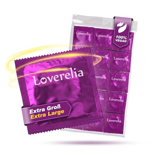 Preservativos Loverelia "Extra Large" - más espacio y comodidad - Ø 56 mm - ajuste perfecto - látex de caucho natural - vegano - tacto real - paquete de 200 (4 x 50 piezas)