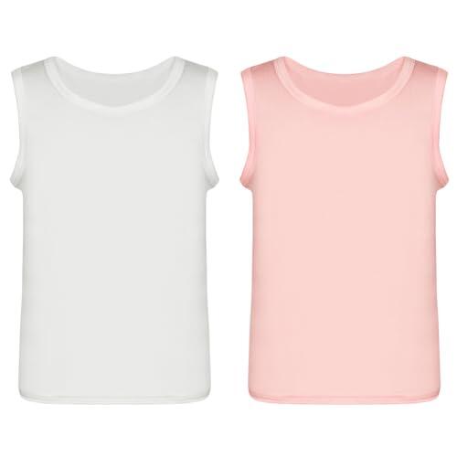 AUYAO Camiseta Tirantes Niña, 2Pcs Camiseta sin Mangas Niña, Camisetas de Tirantes Interiores para Niña, Camiseta Tirantes para Niñas, Transpirable Cómoda Suave, 140 Yardas
