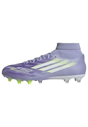 adidas Mujer F50 SPARKFUSION League W Mid Firm Ground/Artificial Ground Football Boots, Violet Tone/Lucid Lemon/Purple Rush, 46 EU