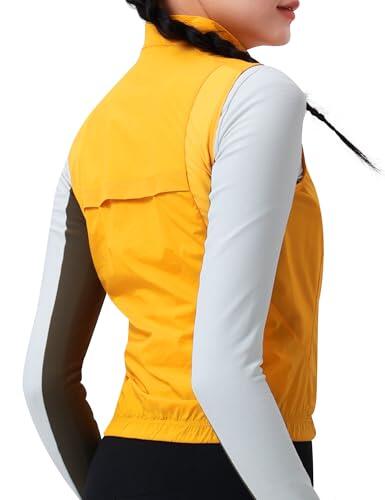 INBIKE Chaleco Ciclismo Mujer Chaqueta Cortaviento Nylon Transpirable Ligera Bicicleta Deportes Senderismo Reflectante Ciclismo Amarillo M