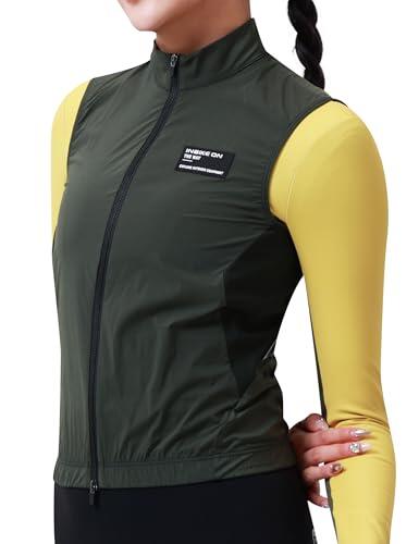 INBIKE Chaleco Ciclismo Mujer Chaqueta Cortaviento Nylon Transpirable Ligera Bicicleta Deportes Senderismo Reflectante Ciclismo Verde M
