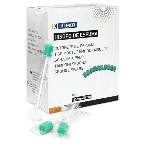 100 Hisopos Bucales Estériles 14,5 cm x 1,8 cm | Hisopos estériles de espuma envasados individualmente | Limpieza Oral y Dental