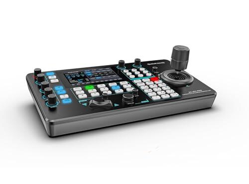 AVKANS Pro PTZ - Controlador de cámara con pantalla LCD de vista previa táctil de 5 pulgadas, teclado controlador de cámara IP NDI con joystick 4D para producción de video en vivo de la iglesia de