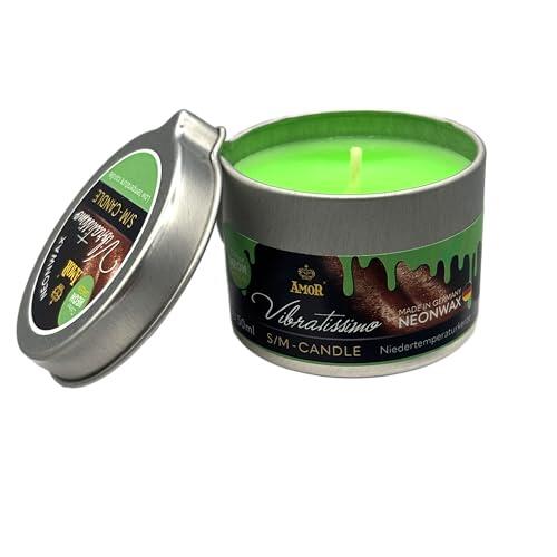 VIBRATISSIMO vela S/M NEON GREEN 50 ml | vela de cera de baja fusión color verde neón | cera de vela de calidad sin olor | vela de goteo para juegos eróticos | vela de masaje romántico para parejas