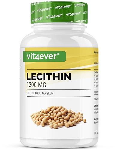 Lecitina 1200 mg - 300 cápsulas blandas - Premium: Con fosfátidos - Lecitina de soja no modificada genéticamente - Alta dosis