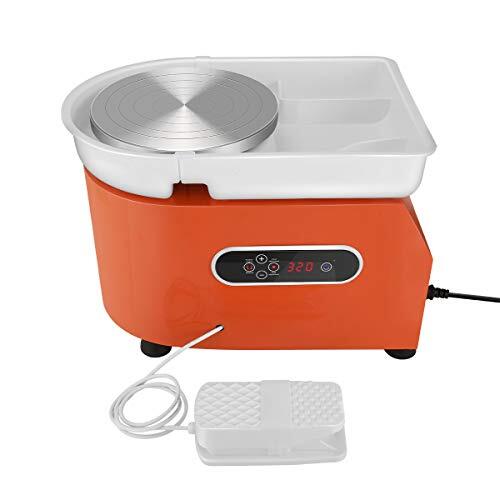 Ovshnrr Rueda de cerámica eléctrica mejorada con pantalla LCD 25CM 350W Artesanías De Arcilla De Cerámica Control dual