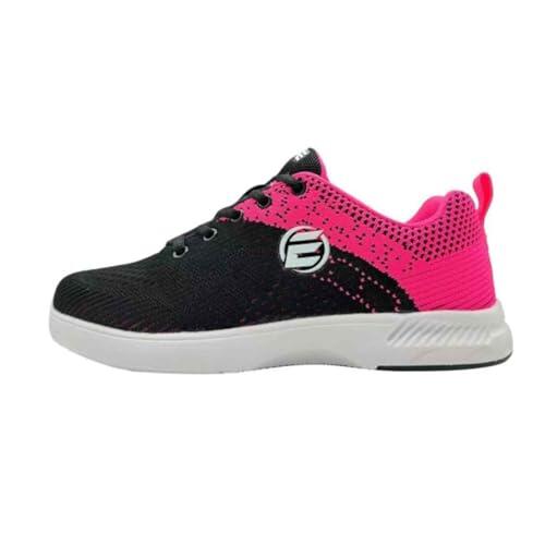 ELITE Zapatos de boliche cómodos para mujer, suela universal deslizante, malla ultraligera, estilo atlético para jugadores de bolos, Negro/Rosa, 40 EU