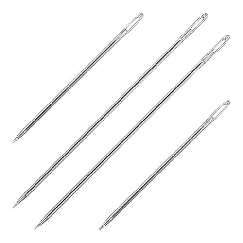 4 agujas profesionales de tapicería de 10,16 cm y 15,24 cm, agujas de coser a mano de ojo grande, agujas de bordado de hilo de acero inoxidable para proyectos de costura y manualidades