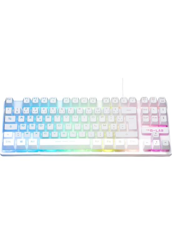 The G-Lab - Keyz Caesium TKL - Teclado Gamer alámbrico USB, de 87 Teclas QWERTY, Multicolor con retroiluminación LED - Gaming, Compacto sin Teclado numérico para PC/PS4/PS5/XBOX - Blanco