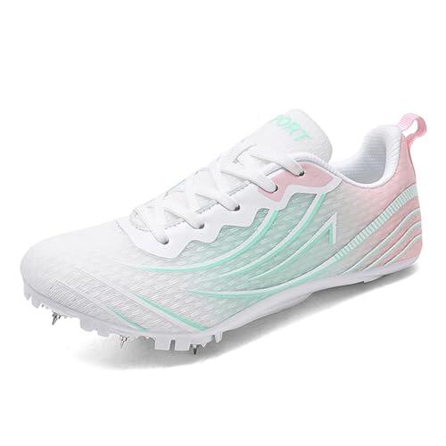 ZHENSI Zapatillas De Atletismo con Clavos para Mujer Zapatillas para Correr Carreras Saltos Atletismo,Rosado,39 EU