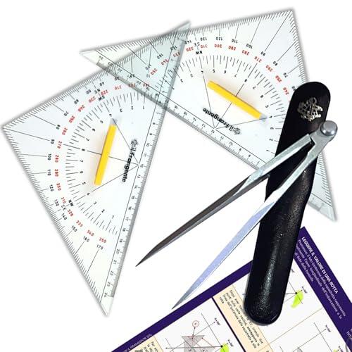 Juego de escuadra y compás náuticos – Kit de carteo náutico Seaman – Kit Il Frangente STR 35