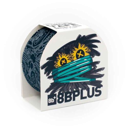 8BPLUS - Cinta adhesiva para escalar, 38 mm x 10 m, para escalada, boulder, deportes de fuerza, voleibol, balonmano, artes marciales (negro con estampado)