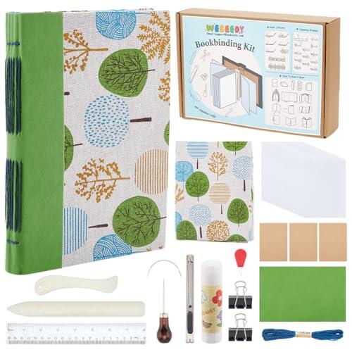 WEBEEDY Kit completo de encuadernación de punto largo para crear un diario de escritura, kit de inicio de encuadernación para notas de trabajo y agenda personal, 15x21cm (A5)