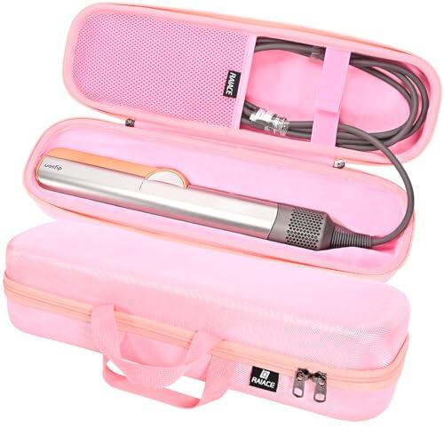 RAIACE Estuche rígido de Transporte Compatible con la Plancha de Pelo Dyson Airstrait, Bolsa de Almacenamiento para Viajes. (Solo se Vende el Estuche) - Rosa